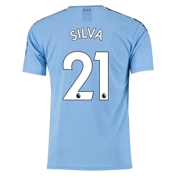 Camiseta Manchester City NO.21 Silva 1ª Kit 2019 2020 Azul